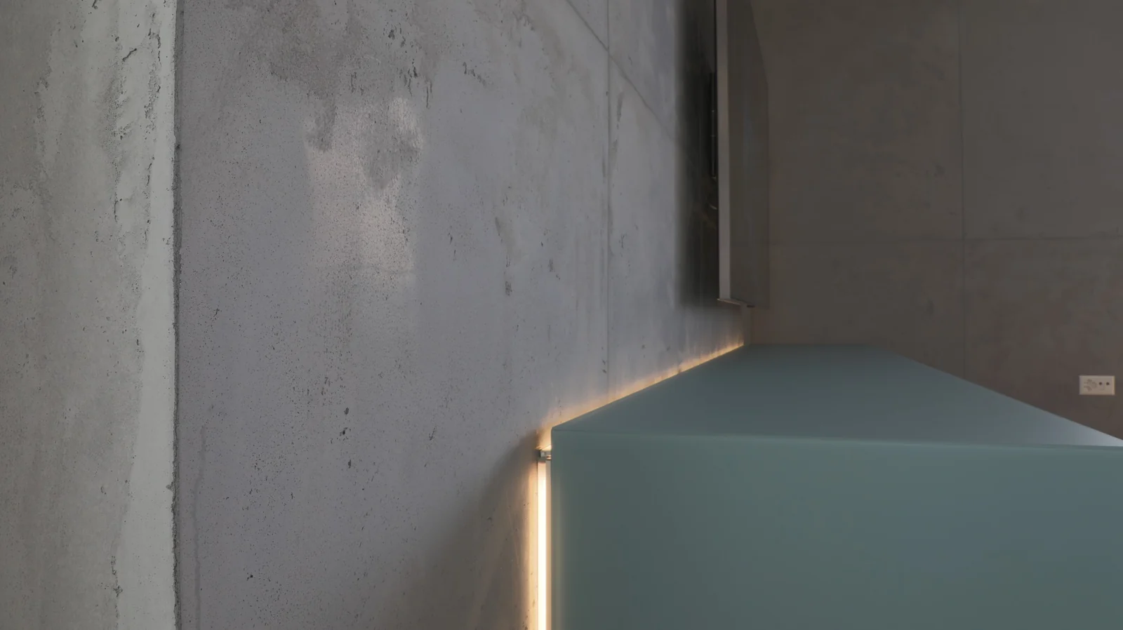Detail der Betonimitation mit Porenstruktur und Fugenbild